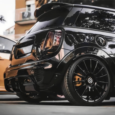 4x Black/Grey Union Jack UK Flag Style Wheel Center Cap Covers For MINI Coopers