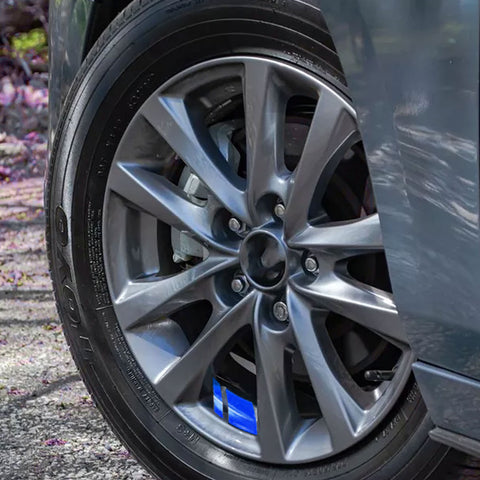 6Pcs Blue Car Reflective Sporty Racing Style Tire Rim Stickers For 18-21 Inch Wheels