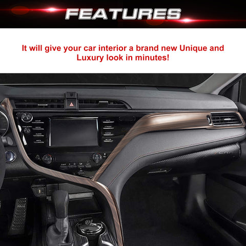 For Toyota Camry XSE XLE 2018-2023 Wood Grain Center Strip Dashboard Trims