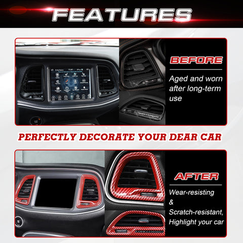 4X Center Console Air Conditioner Outlet Vent Cover Trim for Challenger 2015-up