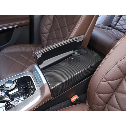 Xotic Tech Carbon Fiber Color Car Center Console Cover, 2PCS Center Armrest Covers Storage Box Protect Trim Accessories Compatible with BMW X5 G05/X7 G07 2019-2024, X6 G06 2020-2024