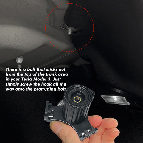 Rear Trunk Grocery Bag Organizer Holder Hanger Hook + Foldable Cargo Groceries Tote Sundries Storage Box Fabric Bag Basket Kit Compatible with Tesla Model 3 2017-2024