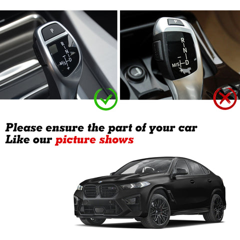 Gear Shift Knob Cover Trim + Gear Panel Button Decal Sticker Replacement Compatible with BMW 1 3 5 6 7 Series (Performance Sports Shifter Style)