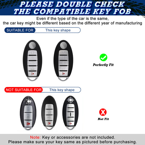 Carbon Fiber Style Full Seal Key Fob Holder Night-Luminous For Infiniti Nissan