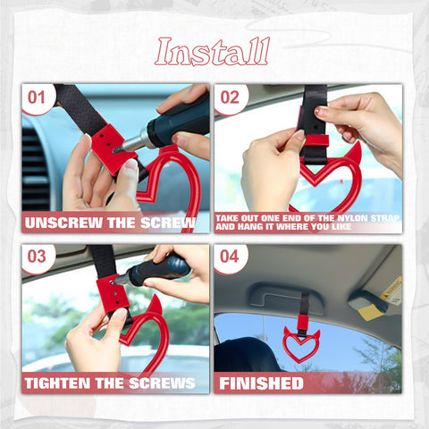 x xotic tech JDM Devil Shaped Tsurikawa Subway Train Bus Handle Straps Drift Charm Rear Bumper Warning Loops Ring for Cars, SUV Interior Exterior Decoration