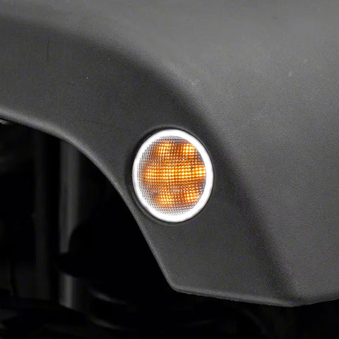 x xotic tech Smoked Lens Turn Signal Lights White Halo Ring DRL Amber LED Front Grill Indicator Parking Lights Lamp Assembly Replacement Compatible with Jeep Wrangler JK JKU 2007-2018