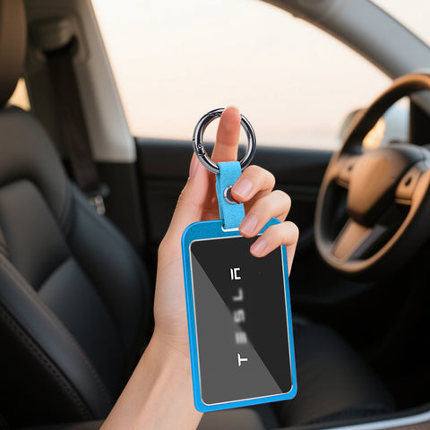 x xotic tech Transparent Card Key Holder, Card Protective Case Cover Comapatible with Tesla Model Y/3/S/X Cybertruck Accessories, Full Protection Key Fob Shell Key Chain(Aluminum Alloy)