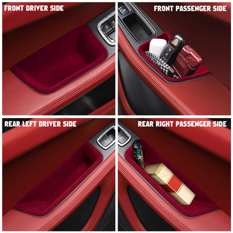 Door Storage Box Tray Organizer Compatible with Porsche Macan S/T/GTS/Turbo 2015-up Interior Car Door Side Handle Insert Pocket Holder Glove Pallet Accessories (4 Packs w/Anti-slip pads)