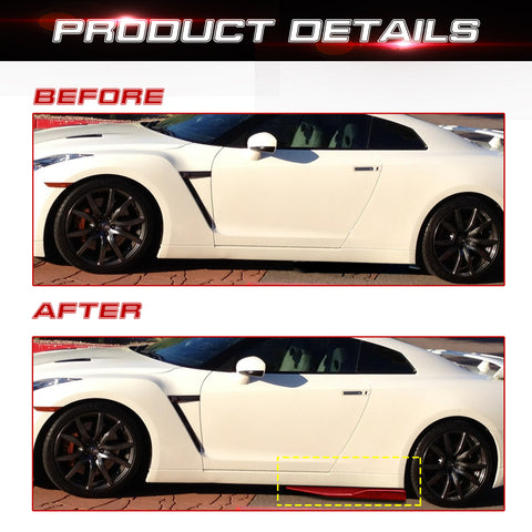 Xotic Tech Universal Car Side Skirt Rocker Panel Extension Left/Right Lower Side Skirts Splitters Diffuser Winglet Wings Body Kit Fits Universal Vehicles 29" (Red) 2PCs