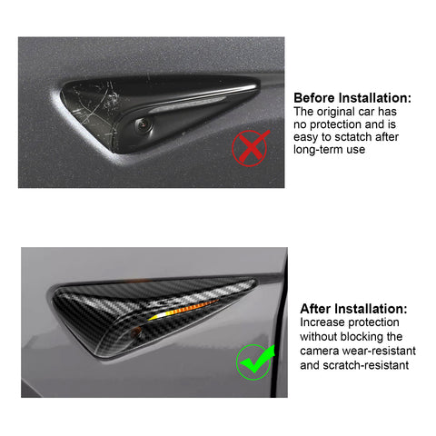 Turn Signal Side Camera Full Protection Cover HW4.0 Compatible with Tesla Model 3 2024/ Model Y 2023.7-2024, 2Pcs Side Marker Indicator Cap Decoration Accessories