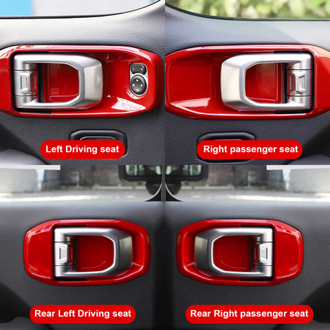 x xotic tech Door Handle Bowl Cover Decor Trim for Jeep Wrangler JL JLU 2018-up Gladiator JT 2020-up Interior Accessories(4Pcs)
