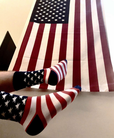 2 Pair Trump American Flag Presidential Election Patriot Print Cotton Crew Socks