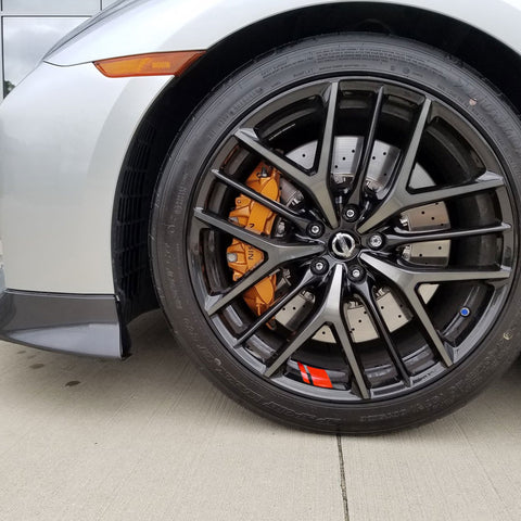 6Pcs Red Car Reflective Sporty Racing Style Tire Rim Stickers For 18-21 Inch Wheels