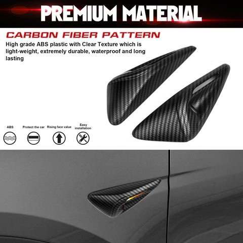Turn Signal Side Camera Full Protection Cover HW4.0 Compatible with Tesla Model 3 2024/ Model Y 2023.7-2024, 2Pcs Side Marker Indicator Cap Decoration Accessories