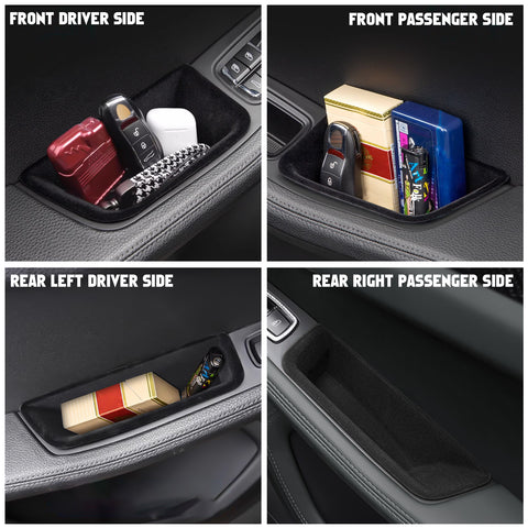 Door Storage Box Tray Organizer Compatible with Porsche Macan S/T/GTS/Turbo 2015-up Interior Car Door Side Handle Insert Pocket Holder Glove Pallet Accessories (4 Packs w/Anti-slip pads)