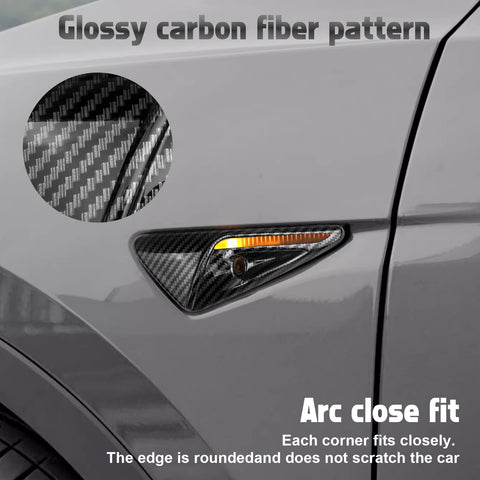 Turn Signal Side Camera Full Protection Cover HW2.0-3.0 Compatible with Tesla Model 3/Y/S/X (Non HW4.0 Version) 2Pcs Side Marker Indicator Cap Decoration Accessories