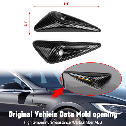 Turn Signal Side Camera Full Protection Cover HW4.0 Compatible with Tesla Model 3 2024/ Model Y 2023.7-2024, 2Pcs Side Marker Indicator Cap Decoration Accessories