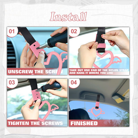 x xotic tech JDM Angel Wing Shaped Tsurikawa Subway Train Bus Handle Straps Drift Charm Rear Bumper Warning Loops Ring for Cars, SUV Interior Exterior Decoration