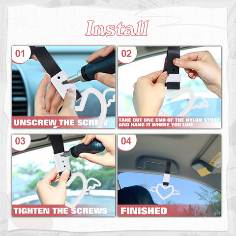 x xotic tech JDM Angel Wing Shaped Tsurikawa Subway Train Bus Handle Straps Drift Charm Rear Bumper Warning Loops Ring for Cars, SUV Interior Exterior Decoration