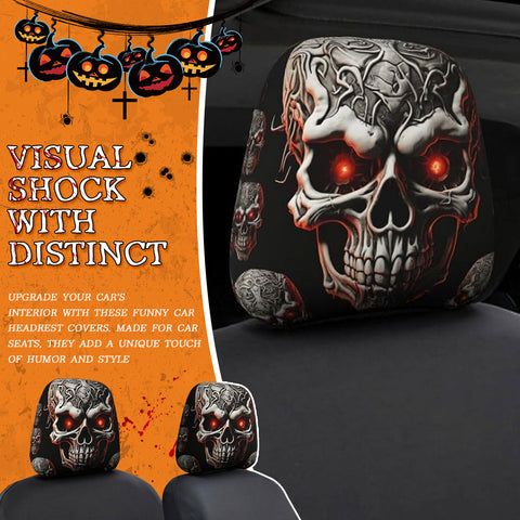 Auto Universal Fit Front Seat Halloween Scary Personalized Mask Head Rest Cover