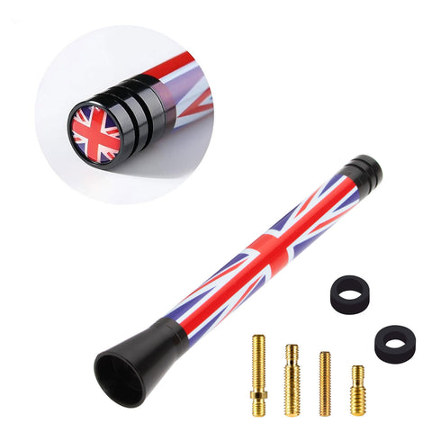 Xotic Tech Car Short/Long Antenna Union Jack Flag Checkerboard Theme Compatible with Mini Cooper All Models