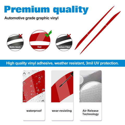 Car Side Skirt Stripe Vinyl Sticker Lower Door Panel Decal Molding Trim for Honda Civic 2016-2021, Black/Red