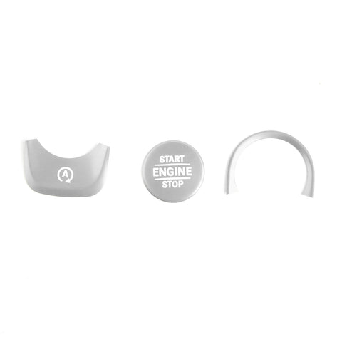 Keyless Engine Start Push Button Power Ignition Switch Cover + Surrounding Ring On/Off Button Trim Compatible with Mercedes-Benz W177 A Class, C118 CLA Class, X247 GLB Class, H247 GLA Class (Silver)