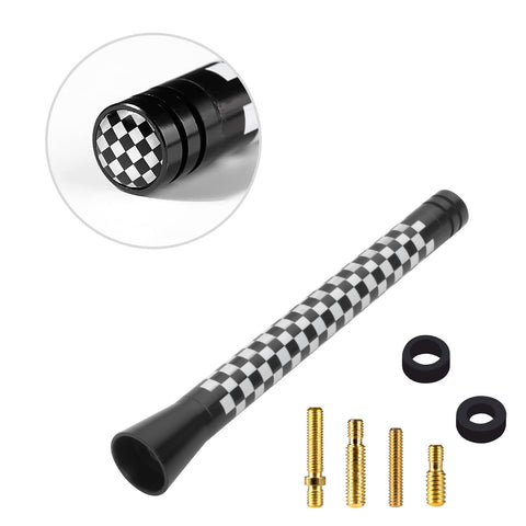 Xotic Tech Car Short/Long Antenna Union Jack Flag Checkerboard Theme Compatible with Mini Cooper All Models