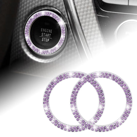 1/2 Packs Bling Diamond Car Engine Start Stop Button Surround Decor Ring Cover