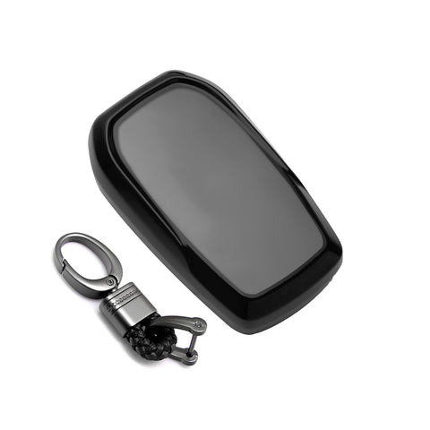 Soft TPU Key Fob Shell Full Cover Case w/Keychain, Compatible with Toyota Land Cruiser Sienna Venza Fortuner Rav4 Prime Smart Keyless Entry Key