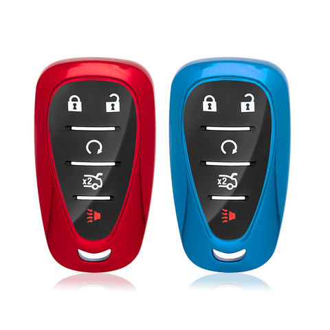 2pcs TPU Key Fob Shell Full Cover Case , Compatible with Chevrolet Camaro Malibu Impala Cruze Volt Bolt Equinox Tahoe Traverse - 3/4/5 Buttons Key