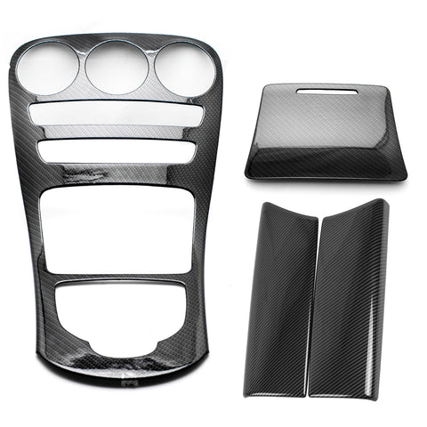 Carbon Fiber Look Gear Shift Panel Armrest Box Decor Trim For Benz C Class 15-18