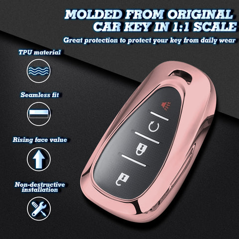 2pcs TPU Key Fob Shell Full Cover Case , Compatible with Chevrolet Camaro Malibu Impala Cruze Volt Bolt Equinox Tahoe Traverse - 3/4/5 Buttons Key