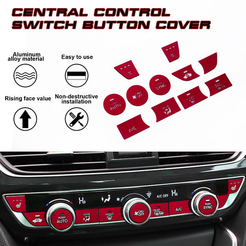 Red Aluminum Center Console Dashboard Switch Cover Trim For Honda Accord 2018-21