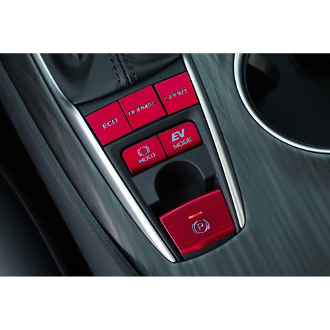 Set Red Window Switch+ Gear Shift Button Cover Accessories Trim Combo Kit, Compatible with Camry 2018-2023 (Fit For Hybrid type Only)