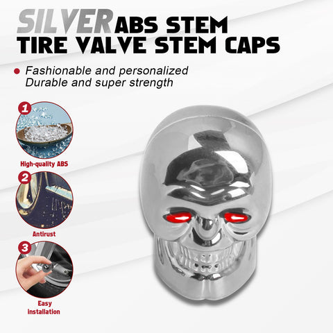 Skull Style Tire Stem Valve Caps Wheel Valve Covers Car Dustproof Tires Cap 8pcs