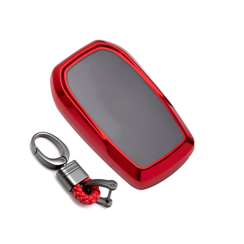 Soft TPU Key Fob Shell Full Cover Case w/Keychain, Compatible with Toyota Land Cruiser Sienna Venza Fortuner Rav4 Prime Smart Keyless Entry Key