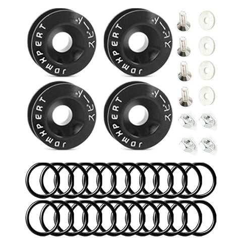 Black Bumper Fender Trunk Quick Release Fasteners w/20pcs Rubber Bands O Rings Washers Replacement