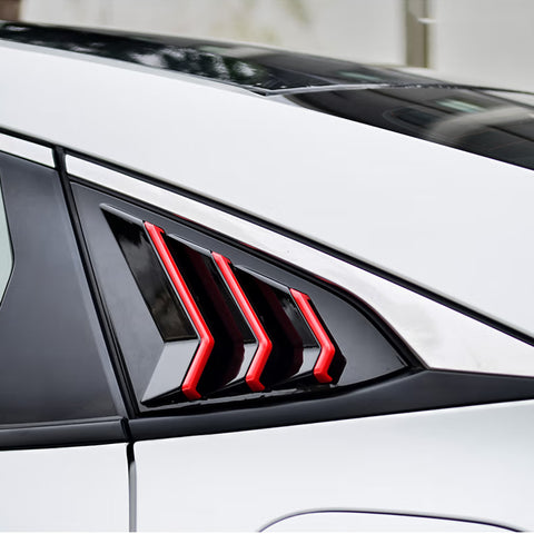Set of Black Door Handle Rear Side Window Louvers Decor For Honda Civic 22-2023