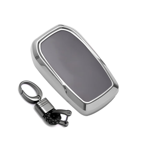 Soft TPU Key Fob Shell Full Cover Case w/Keychain, Compatible with Toyota Land Cruiser Sienna Venza Fortuner Rav4 Prime Smart Keyless Entry Key