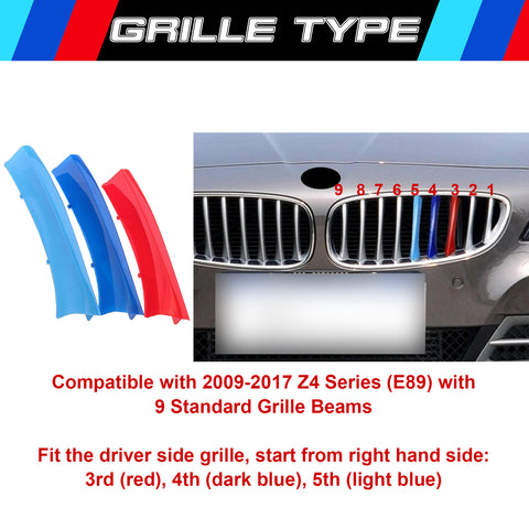 M-Colored Kidney Grille Clip On Insert Trims Fit 09-16 BMW Z4 E89 w/ 9 Beams Grille