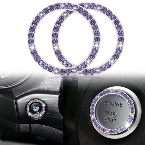 Crystal Rhinestone Car Engine Start Stop Button Bling Ring Cover Accessories