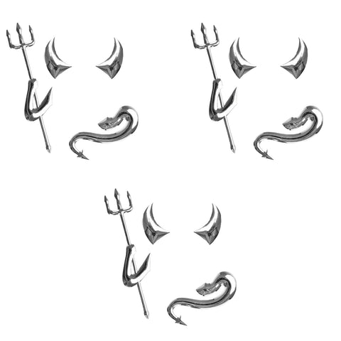 3pcs Silver Devil Demon Style Emblem Stickers Accessories Universal Fit for Car