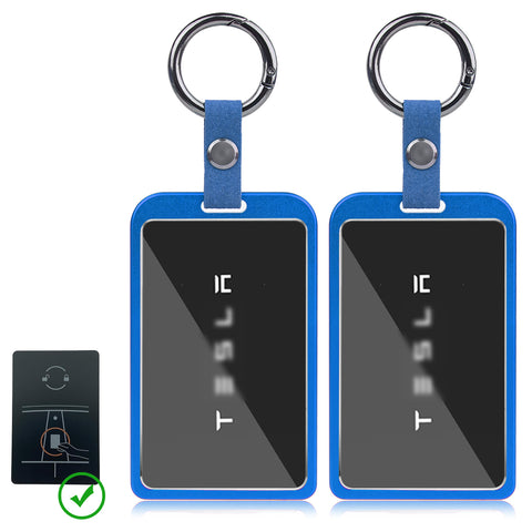x xotic tech Transparent Card Key Holder, Card Protective Case Cover Comapatible with Tesla Model Y/3/S/X Cybertruck Accessories, Full Protection Key Fob Shell Key Chain(Aluminum Alloy)