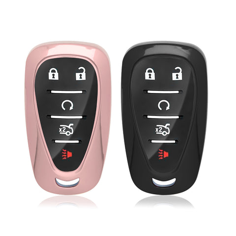 2pcs TPU Key Fob Shell Full Cover Case , Compatible with Chevrolet Camaro Malibu Impala Cruze Volt Bolt Equinox Tahoe Traverse - 3/4/5 Buttons Key