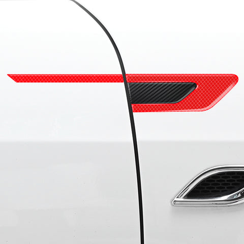 Blue Reflective Carbon Fiber Car Side Door Warning Protector Guard Decals 11.6"