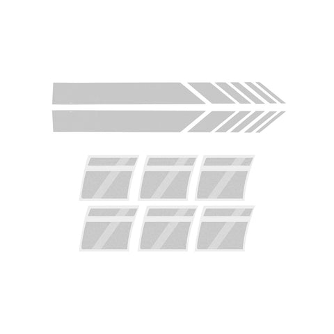 Auto Universal Fit Racing Style 4Pcs Front Hood Fender Double Hash Stripe Stickers + 6Pcs Reflective Wheels Rim Safety Warning Stickers+ 4Pcs Rearview Mirror Slash Mark Decals Set