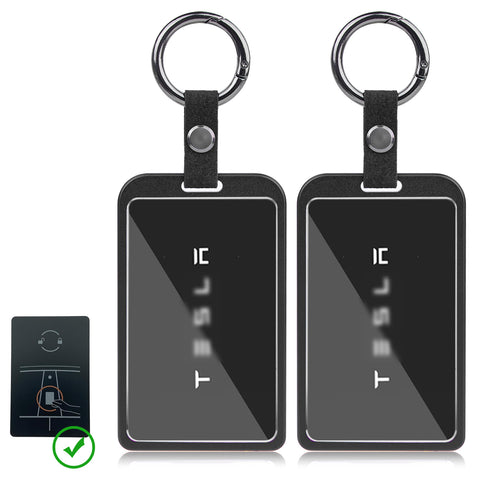 x xotic tech Transparent Card Key Holder, Card Protective Case Cover Comapatible with Tesla Model Y/3/S/X Cybertruck Accessories, Full Protection Key Fob Shell Key Chain(Aluminum Alloy)