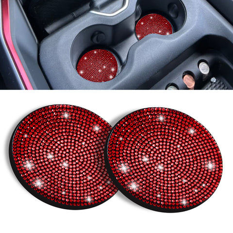 2pcs Cute Bling Car Cup Holder Coaster with Rhinestone Auto Interior Accessories