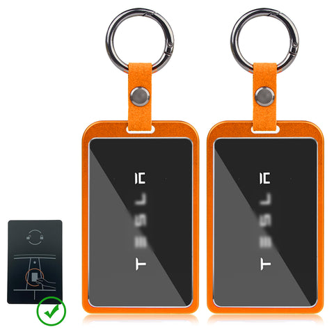 x xotic tech Transparent Card Key Holder, Card Protective Case Cover Comapatible with Tesla Model Y/3/S/X Cybertruck Accessories, Full Protection Key Fob Shell Key Chain(Aluminum Alloy)